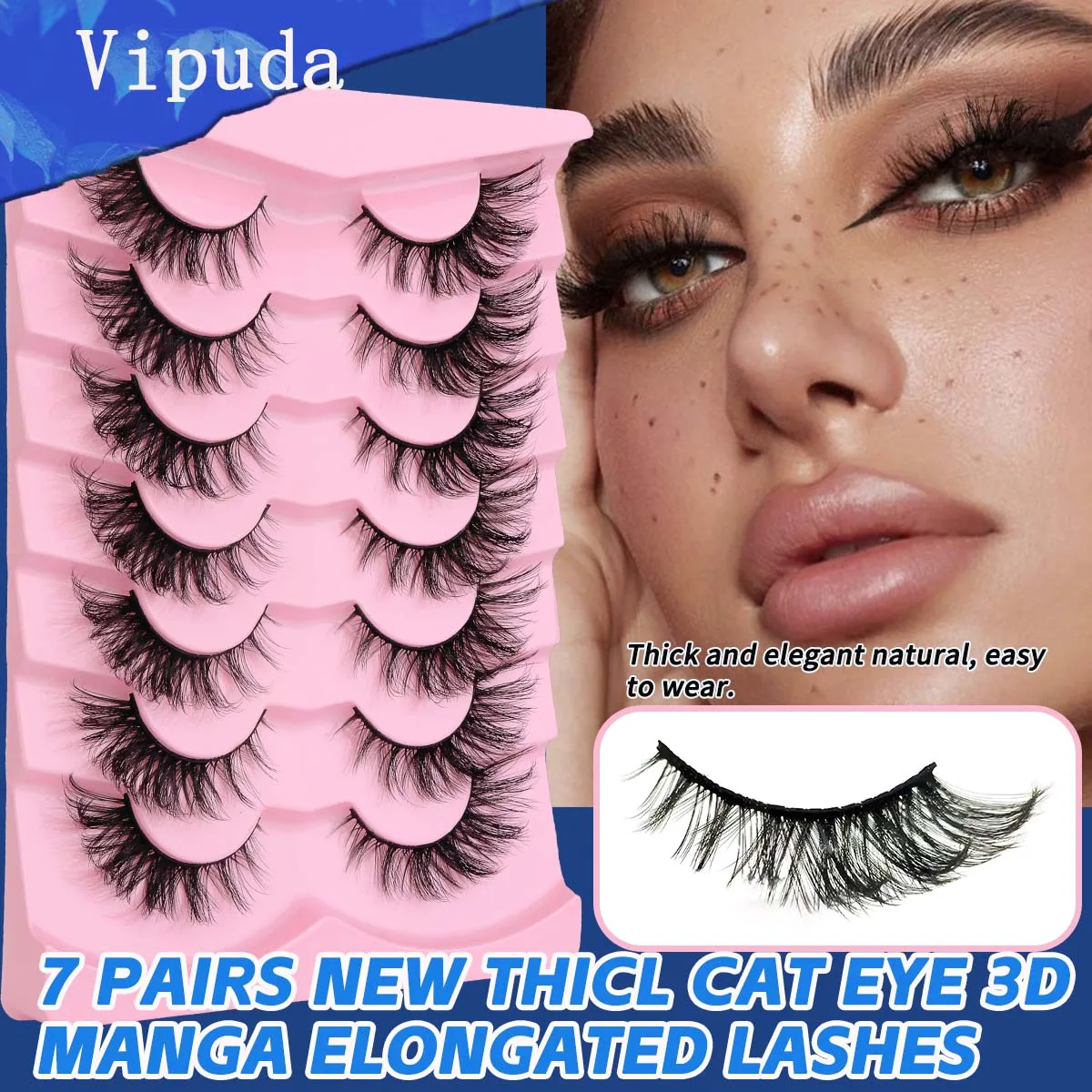 VIPUDA Cat Cilia Mink Hot 3d Dramatic Soft Fluffy Curl  False Eyelashes Medium Length Exploding Fasion Party Technical Makeup