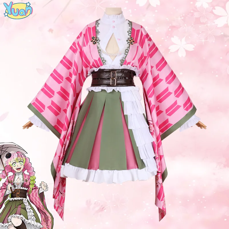 

Kanroji Mitsuri Cosplay Demon Slayer Cosplay Costume Kanroji Mitsuri Halloween The 5th Anniversary Costumes Female Party Dress