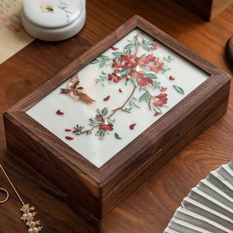 Solid Wood Jewelry Organizer Case Women's Jewelry Display Boxes Travel Jewellery Storage Cases Craft Earrings Ring Show Box