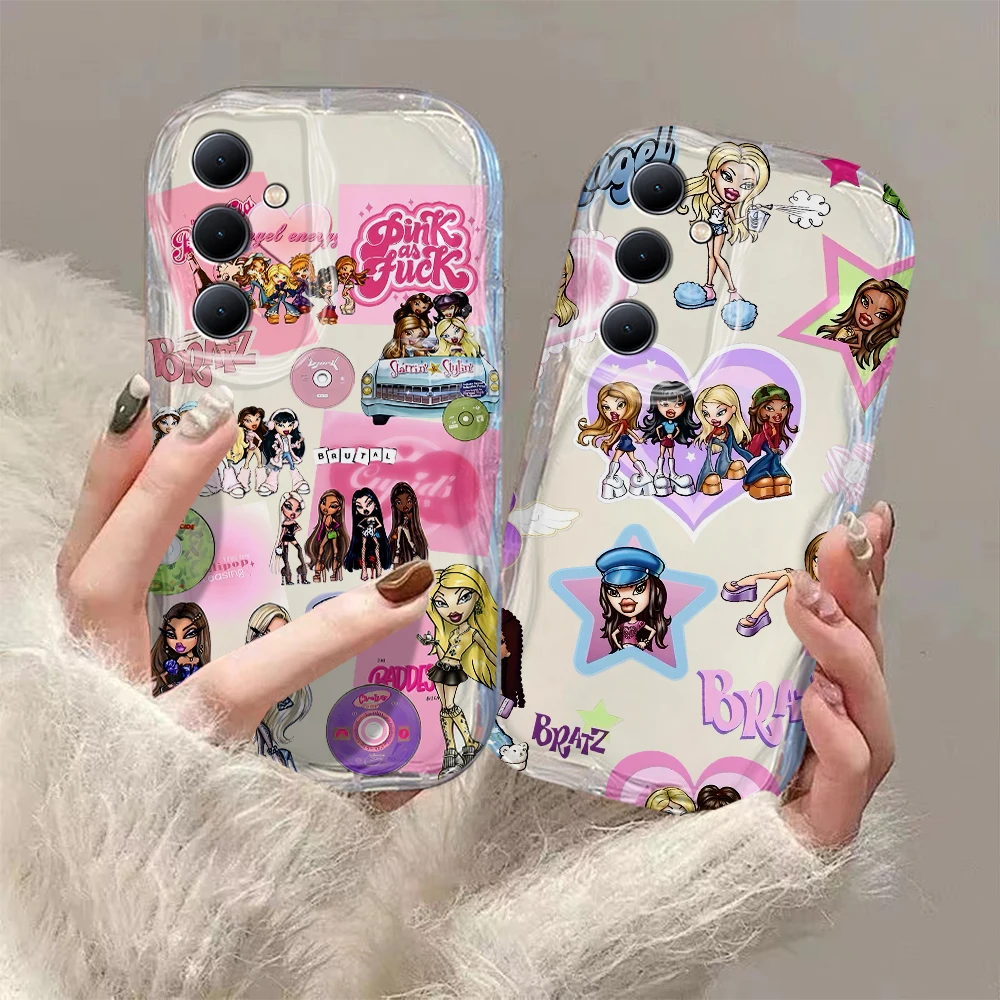 Cute Girl Bratzs Doll 3D Wave Case per Samsung A73 A72 A71 A55 A54 A53 A35 A34 A33 A25 A24 A23 A15 A14 A13 A05 A04 4G 5G Cover