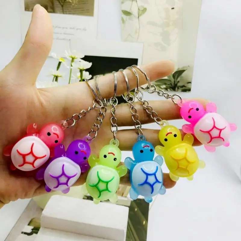 

Glow In The Dark Turtle Keychain For Women Bag Pendant Cute Sea Tortoise Key Chains cartoon Animal Keyring Friend Gifts