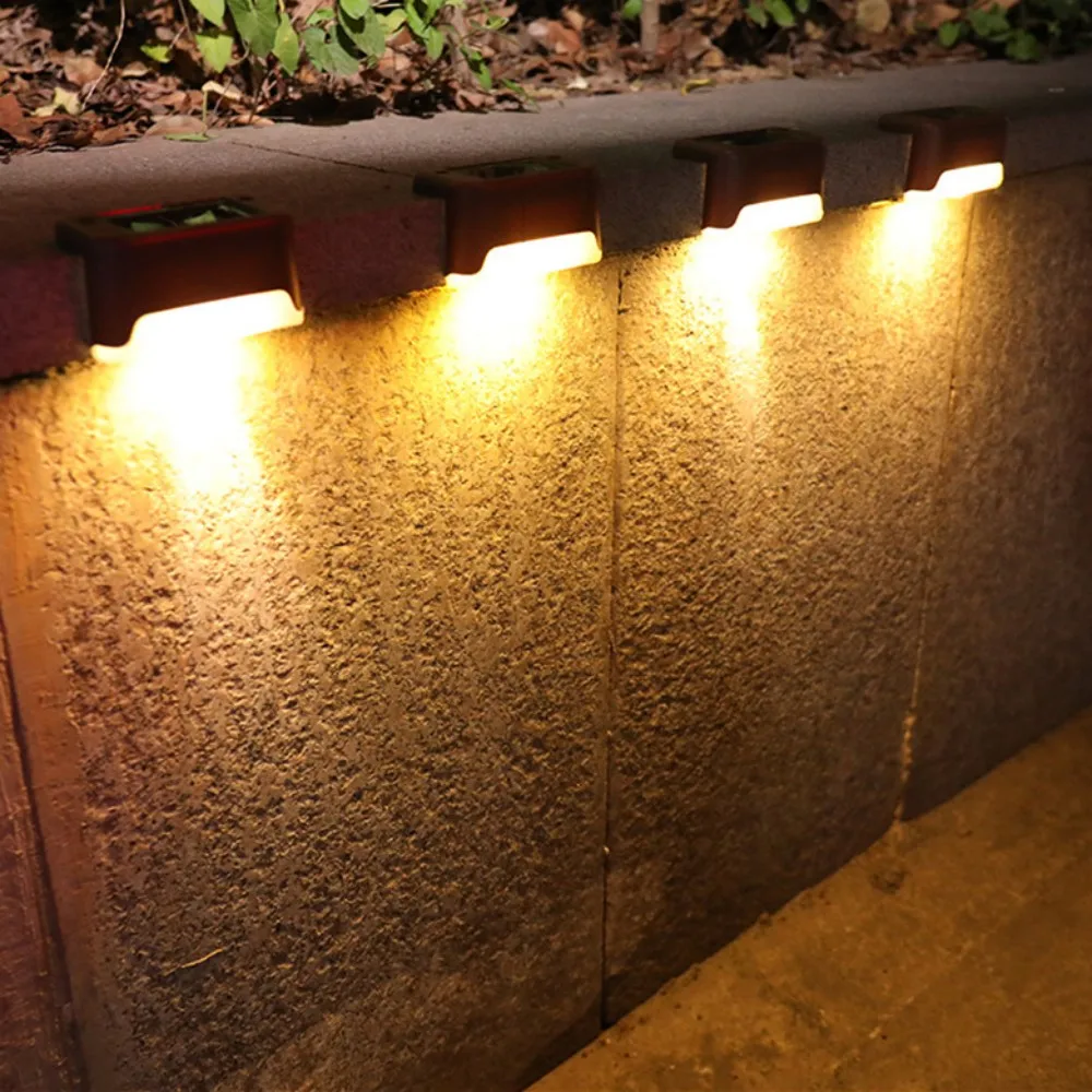 4Pack LED Solar Stair Light Waterproof Passage Courtyard Guardrail Step Night Light for Outdoor Garden Borders Terrace