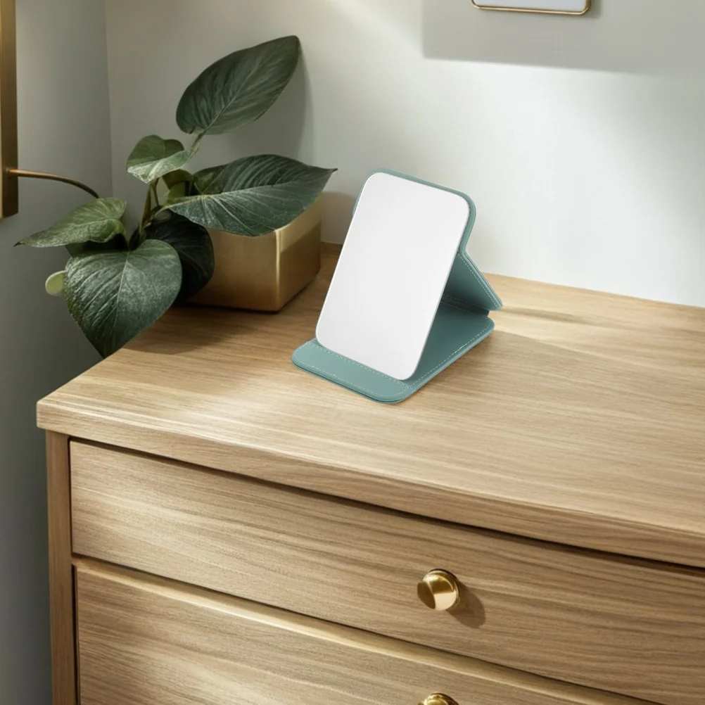 2 Stück tragbarer, zusammenklappbarer Make-up-Spiegel, kompakt, leicht, faltbar, Ständer, Reise-Kosmetikspiegel für Schreibtisch, Wohnheim, Schlafzimmer, Badezimmer