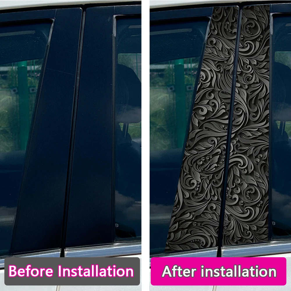 1/2pcs Black style customized Car Stickers DIY Car B-pillar Cover Scratches Waterproof Durable Decoration Auto PET Decals view 3