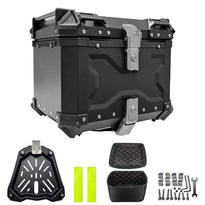 

45L Motorcycle TailBox Luggage Box Large Capacity Motorcycle Rear Storage Box Aluminum Motorcycle Trunk Hard Shell Box Organizer