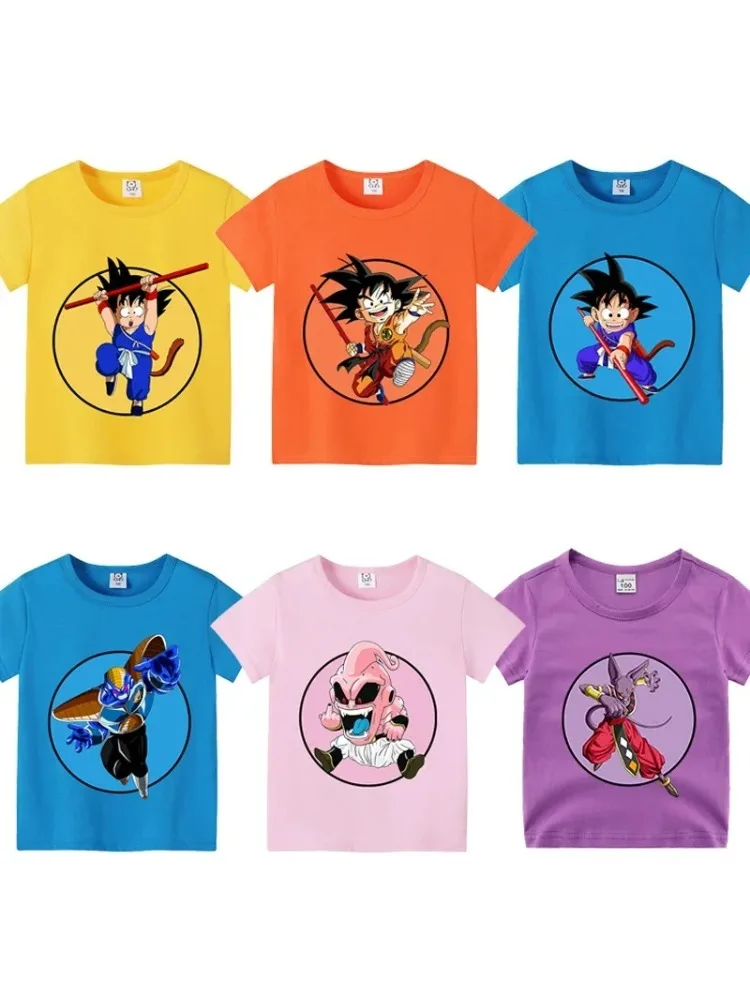 T-shirt en coton pour bébé Dragon Ball Z, Squirtle, Goku, Vegeta, Master Roshi, t-shirt kawaii, vêtements de dessin animé pour enfants, garçons, filles, hauts d'été