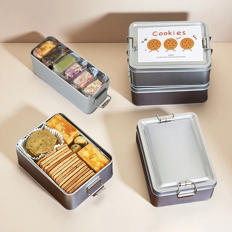 For Candy Coffee Tea Jewelry Chocolate Rectangular Tinplate Cookie Tins Box With Lid Dustproof Home Kitchen Desktop Storage Tin