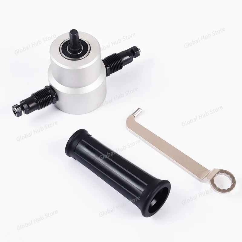 360 degree Rotary Metal Cutting Double Head Sheet Nibbler Saw Cutter Tool Drill Attachment Free Cutting Tool nibbler sheet metal 2