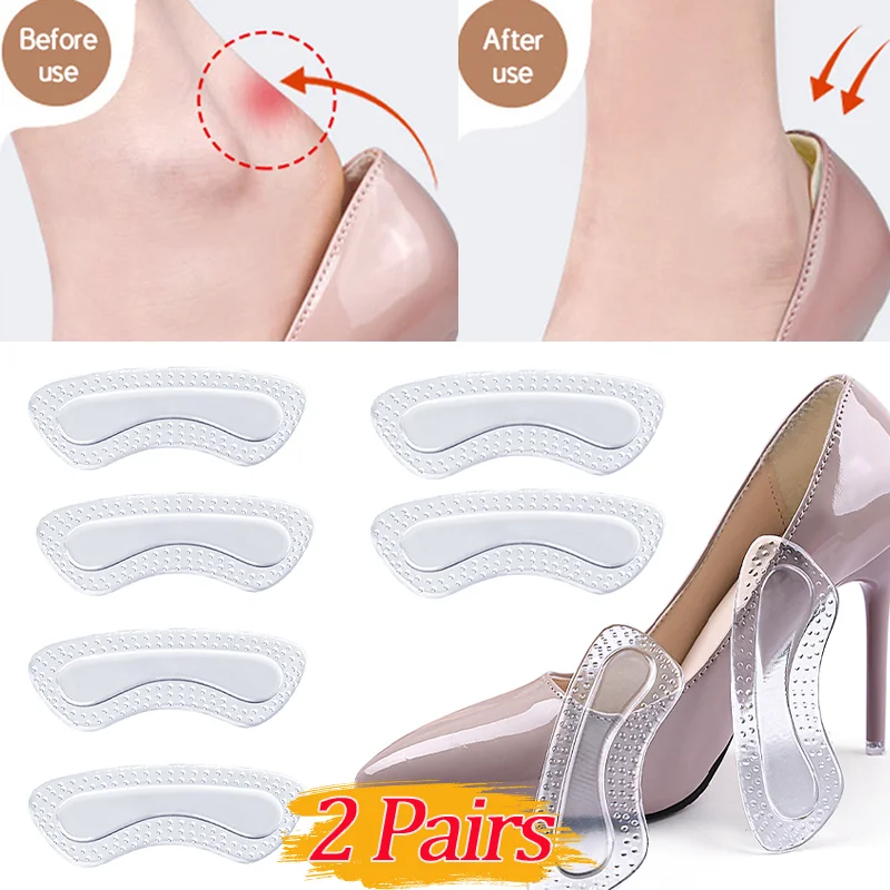 Silicone High Heel Stickers Protector Sneakers Gel Transparent Inserts Anti-Slip Adjustable Size Pain Relief Feet Care Shoe Pads