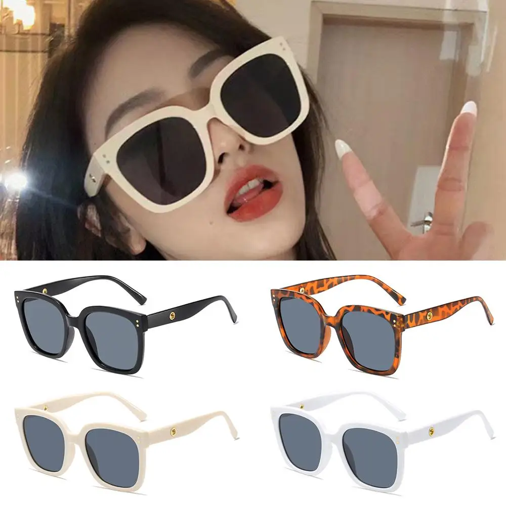 Retro UV400 Protection Large Frame Sunglasses Beige Beach/Travel/Streetwear Sun Glasses Square Shades for Women & Men