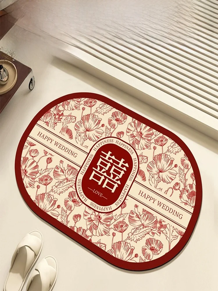 

Batoom Absorbent Floor Mat Toilet Anti-Slip Door Mat Qui Dry Soft Pad Silicon Dendroid Material Home Use Household Rug