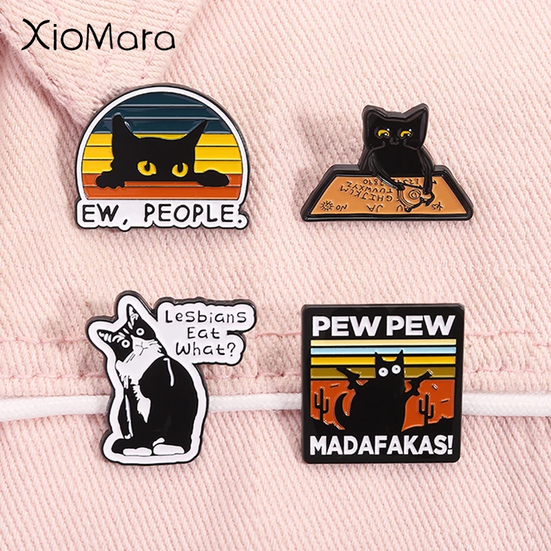 بيو بيو Madafakas القط مع البنادق المينا دبوس مثليه أكل ما LGBTQ Ouija مجلس الحيوان بروش شارة التلبيب مجوهرات هدية للأصدقاء #1