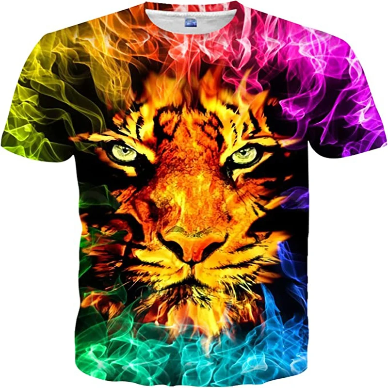 Fashion Men New 3D Animal Tiger graphic t shirts Summer Trend Hip Hop Cool Street Style Print Oversized O-neck Short Sleeve Tees