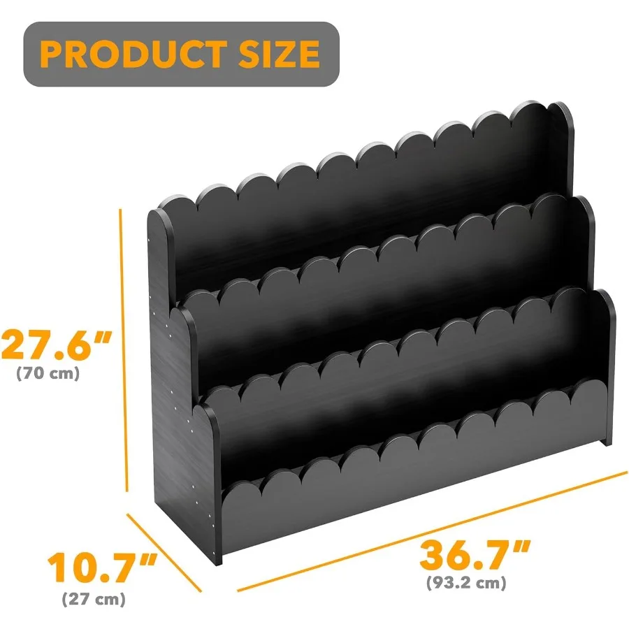 Estantería recortada de 3 camadas montessori, estante para livros de madeira, organizador, móveis de exibição para quartos, sala de jogos, nur