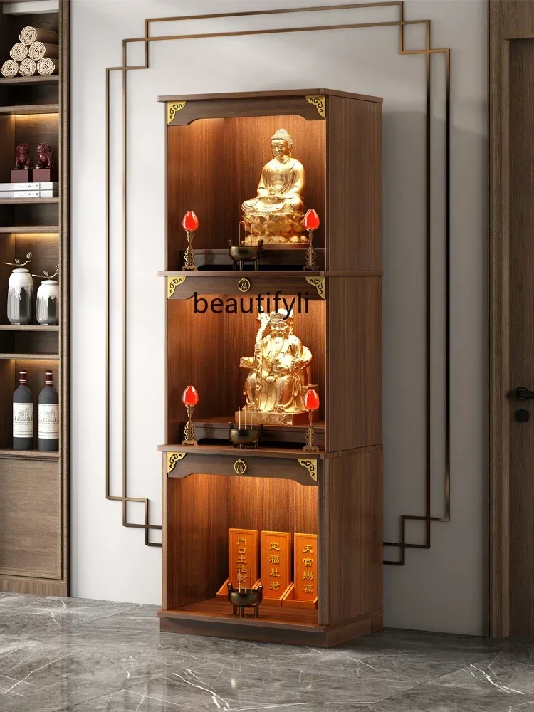

YH Solid Wood God of Wealth Clothes Closet Bodhisattva Worship Platform Three-Layer Land God Buddha Worship Table Cabinet