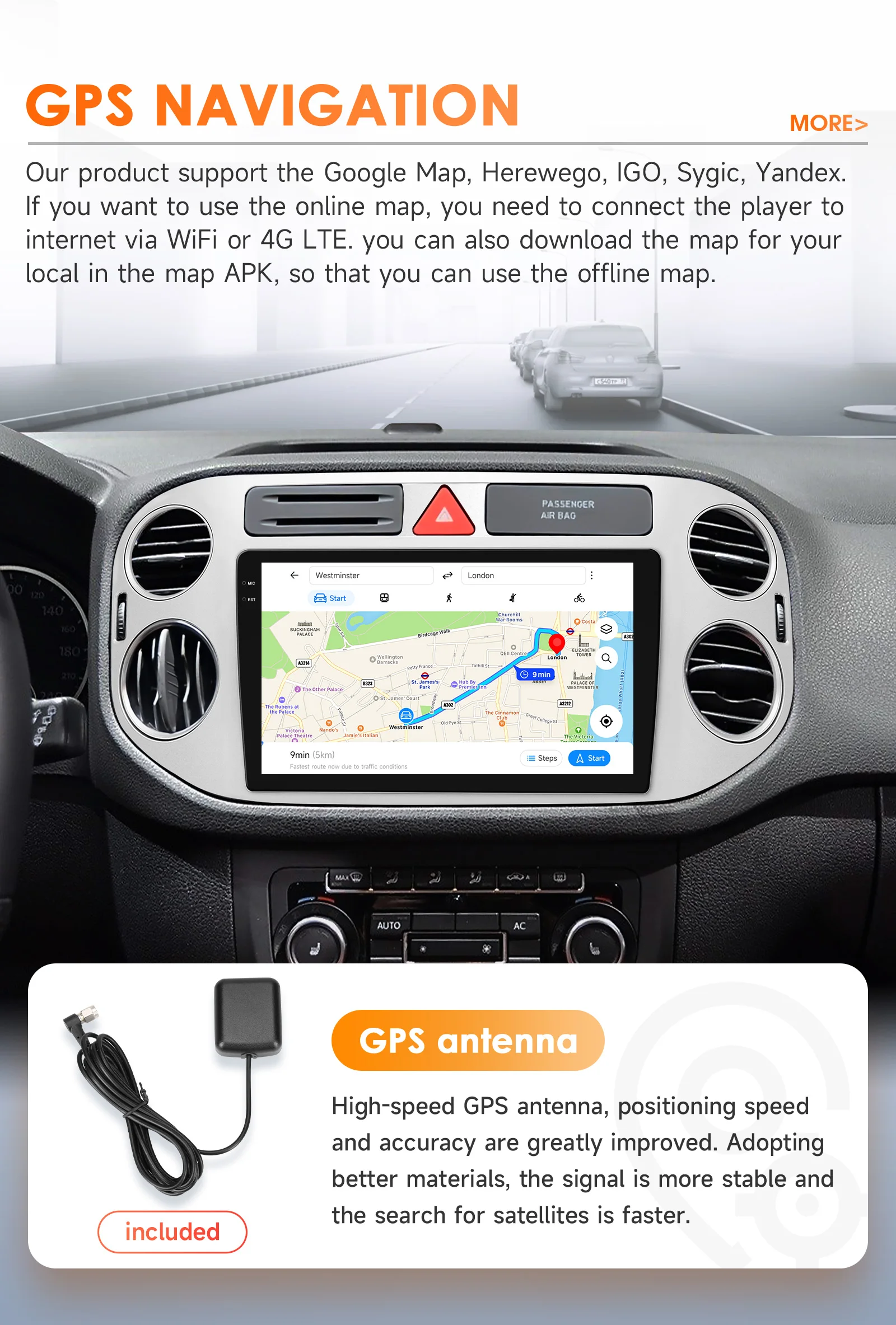 9'' AI Intelligent System Car Radio for VW Volkswagen Tiguan 1 NF GPS Wireless CarPlay Android Auto 4G 2 Din 2din Autoradio WIFI