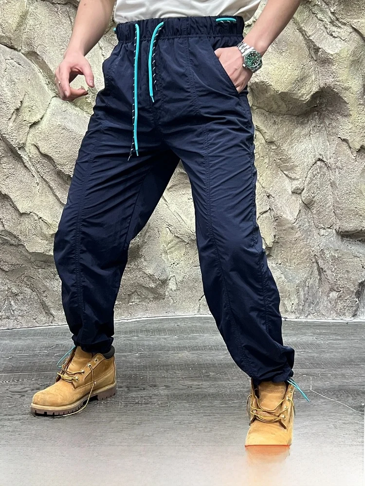 

Outdoor Men's Casual Pants Elastic Dstring Simple Workwear Trousers Breathable Straight Leg Summer Color