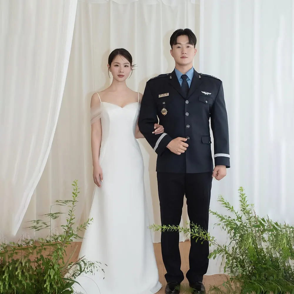 멋진 우아한 연인 웨딩 드레스 한국 사진 촬영 인어 스파게티 스트랩 이브닝 드레스 탄성 새틴 맞춤형