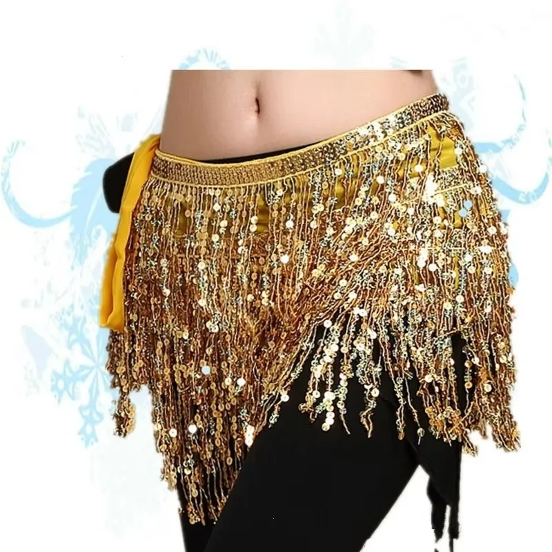 

Sexy Sequins Tassel Dancewear Belly Dancing Dress Waist Chain Belt Shiny Stage Show Accessories Costume Prop Belly Dance Skirts