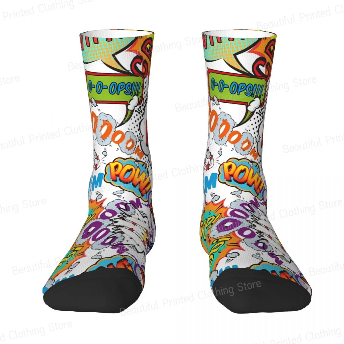 Pop Art Graffiti Comic Book Fun Shout Outs Men Women Happy Socks Outdoor Novelty Spring Summer Autumn Winter Stockings Gift