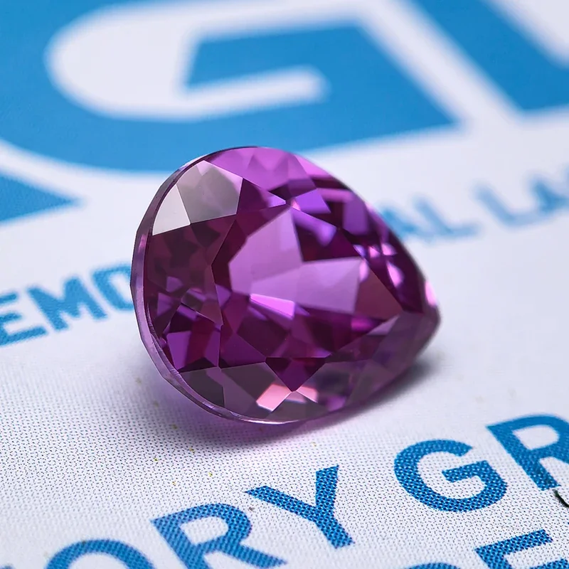 Lab Grown Sapphire Pear Shape Purplish Red Gemstone for DIY Jewelry Making Ring Necklace Earrings Selectable Certificate