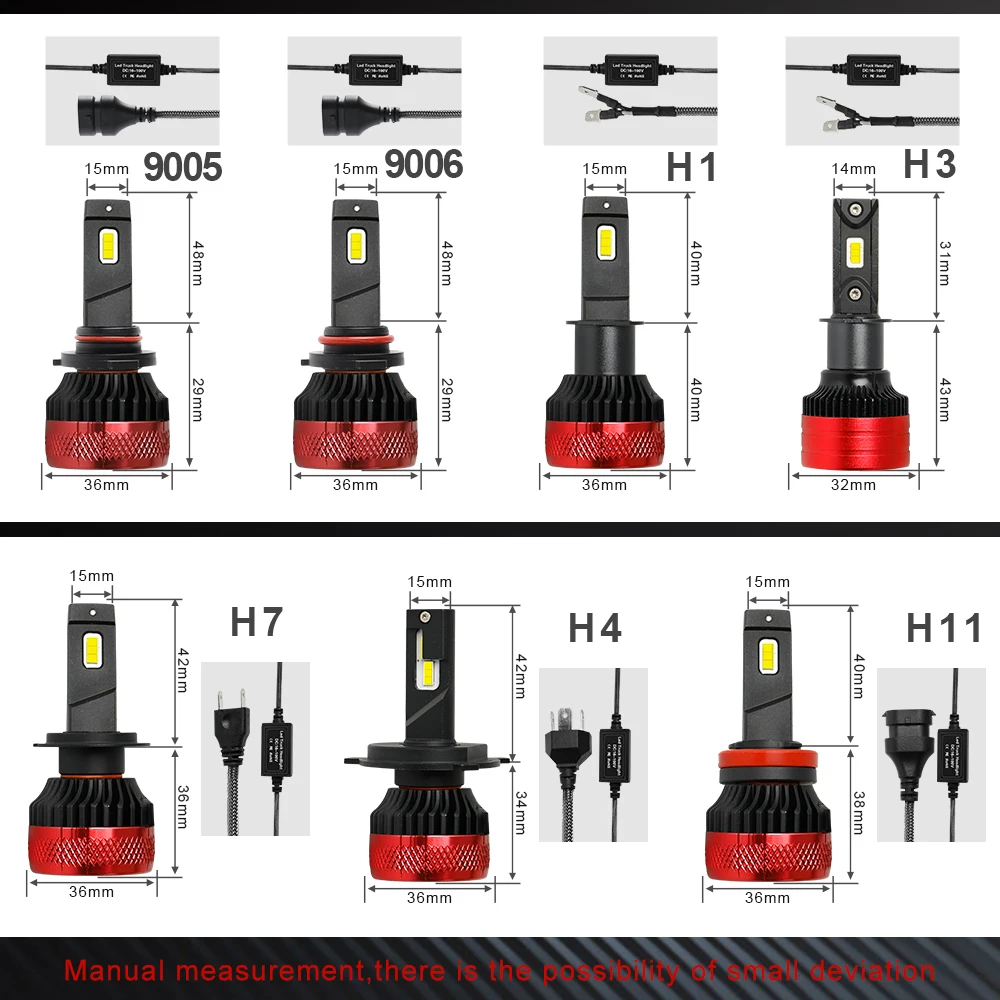 BraveWAY the Brightest LED Bulbs H1 H3 H4 H11 H7 LED Headlight Bulbs for Car H7 LED Canbus H4 Lights 12V/24V 100W 6000K 25000LM