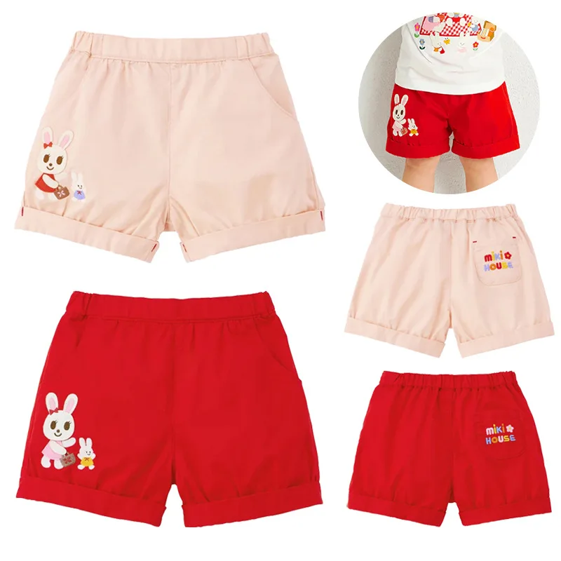 

Новые летние детские шорты с милым кроликом и вышивкой в виде алфавита, штаны с цветочным бутоном для девочек, 2025 г.