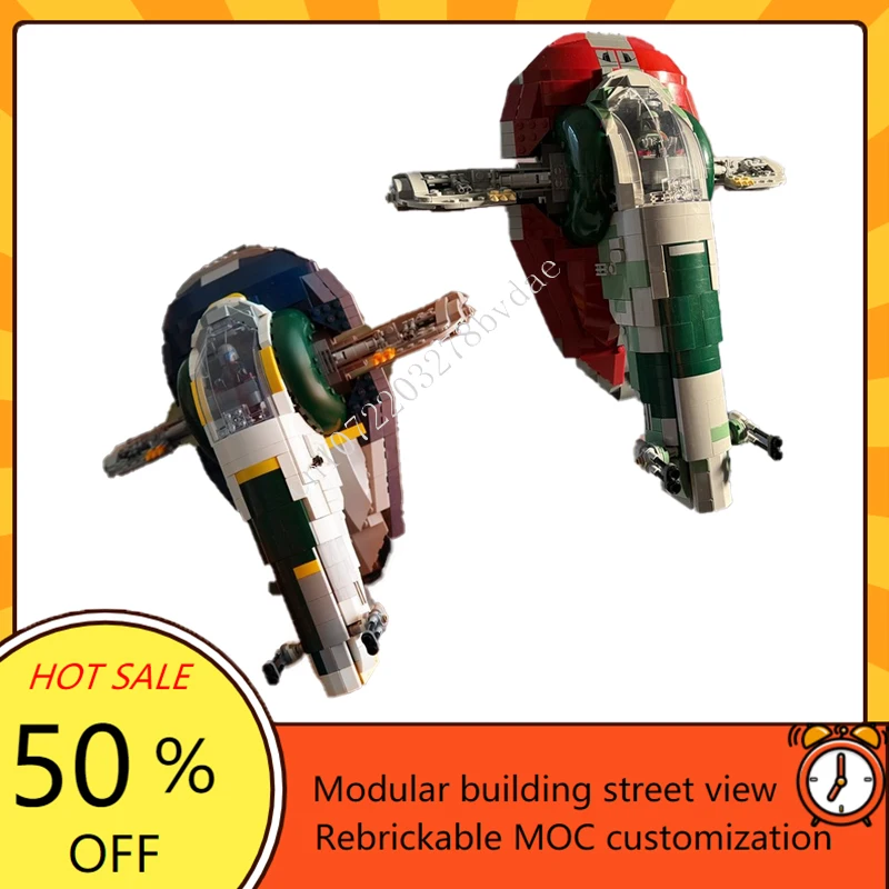 Jango's Slave 1,Slave 1 with Interior Space War Military MOC SpaceShip Battle Model Custom Puzzles DIY Education Model Toy Gift