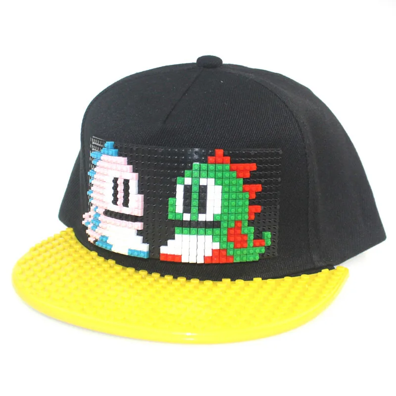 Männer Frauen Jungen Mädchen Baseball mütze Mützen Hysterese DIY Bausteine personal isierte Hut von Pixel Pannel und Krempen – Detail 1