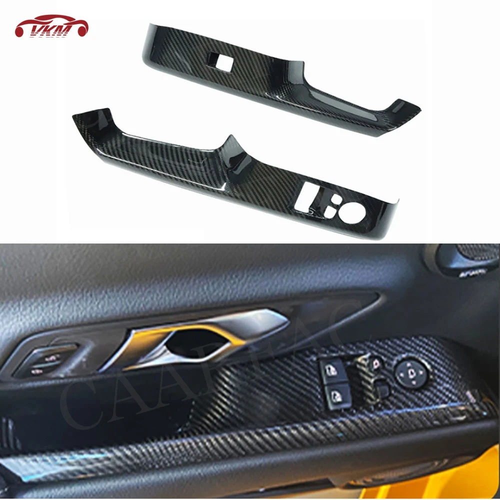 

Dry Carbon Fiber Car Glass Window Lift Panel Interior Accessories For Toyota Supra A90 2019+ FRP Inner Decoration Body Kits