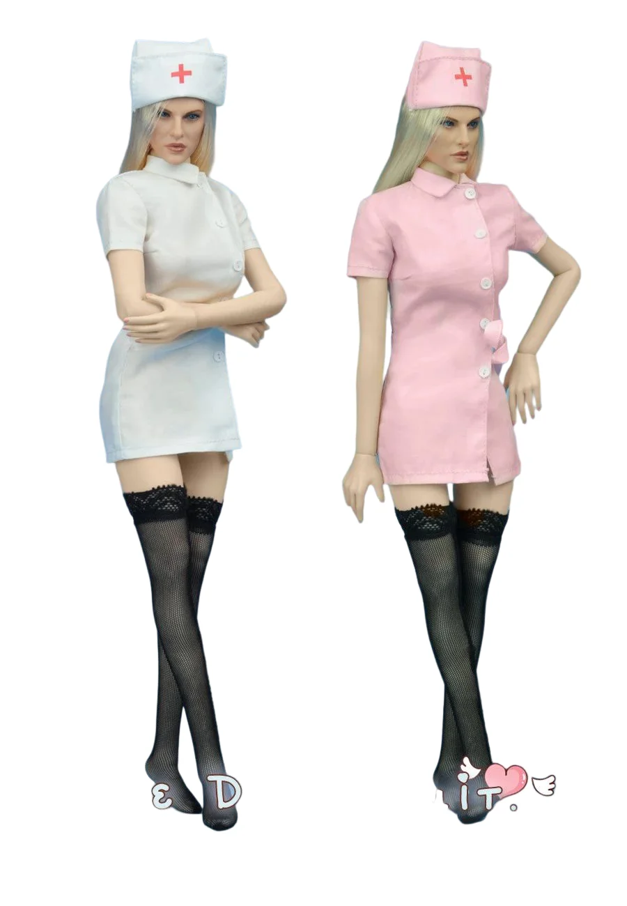 

1/6 Nurse Doctor Uniform Female Dress White Pink ZY16-18 Fit 12inch Girl Action Figure TBL PH BJD Dolls Costume Gifts Collection