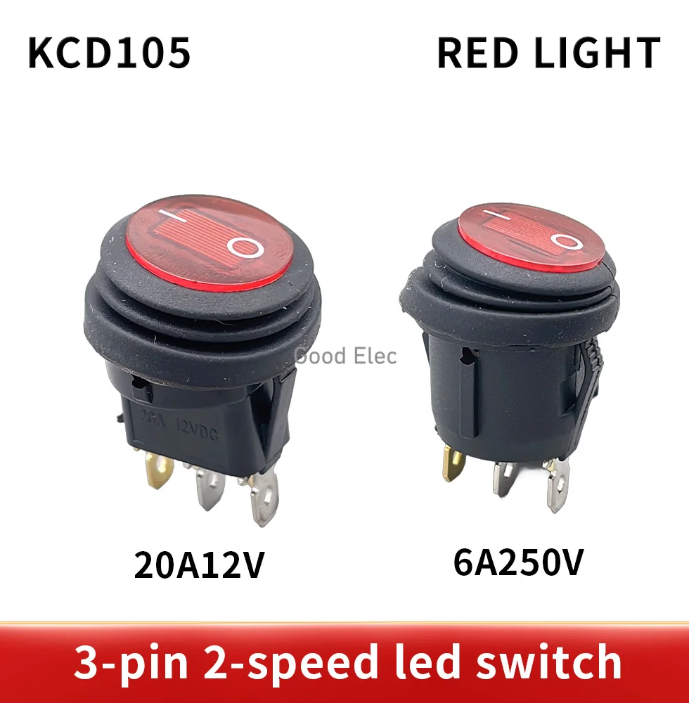 

5pcs On/Off 12V DC 25A 220V AC 6A Rocker Switch IP65 Waterproof 3Pin SPST LED illuminated Hot Sale Low Price Light Switch FY