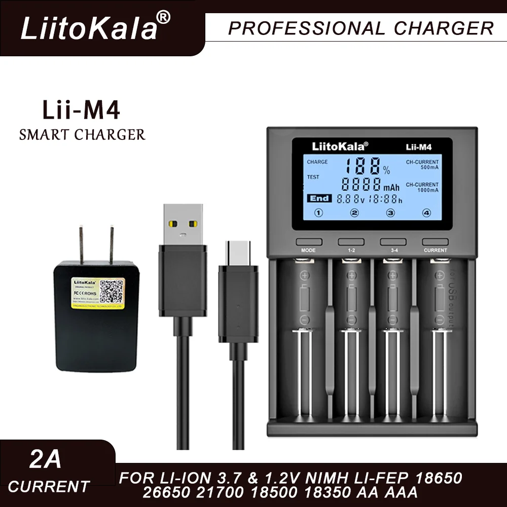 LiitoKala Lii-S12 - Lii-M4 Lii-PD2 18650 Ładowarka do akumulatorów 26650 21700 18350 18500 1,2 V 3,7 V AA AAA Lion AA AAA