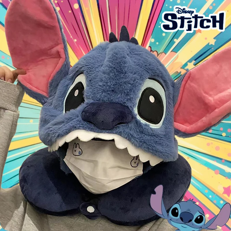 

Disney Stitch U-образные подушки для шеи, милые портативные подушки для путешествий, офиса, полуденного перерыва, подушки с капюшоном для сна, поддержка шеи, мягкий удобный подарок