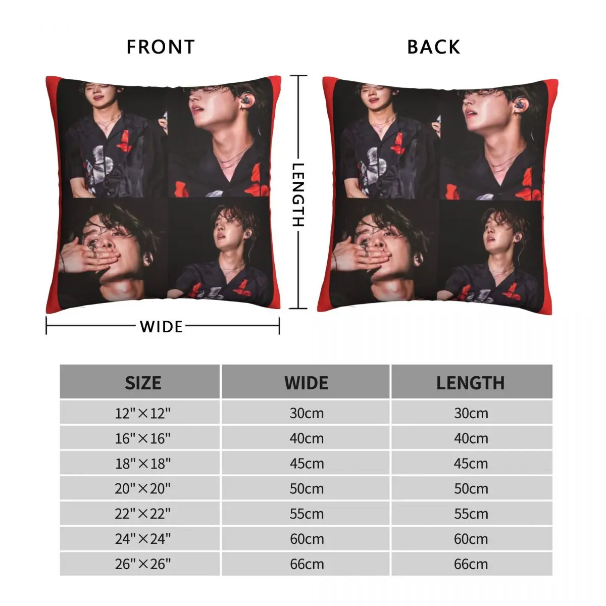 Jhope Sweat Red Aesthetic Square Pillowcase Polyester Linen Velvet Pattern Zip Decorative Car Cushion Cover