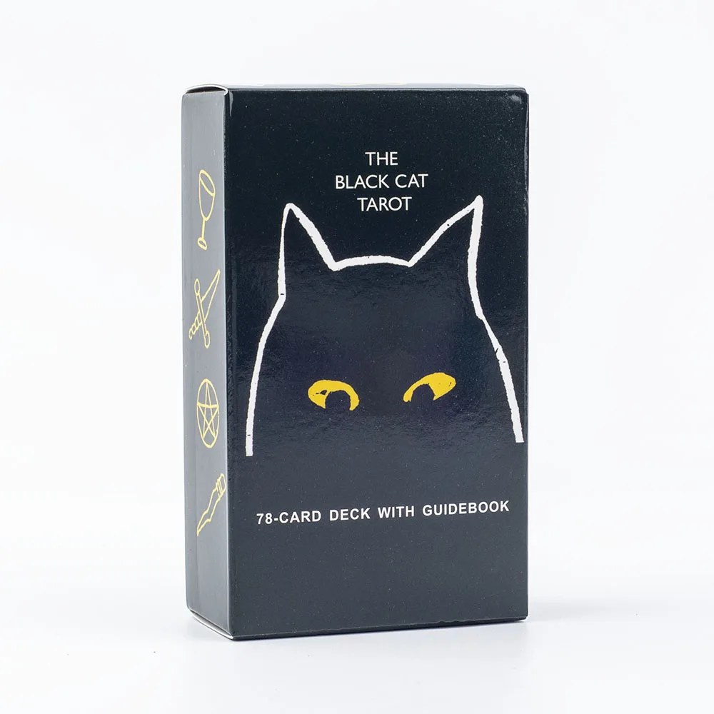 Hot Sales The Black Cat Tarot 78 Pcs with Guidebook Color Edged Cards for English Visions Divination Edition Deck Board Games