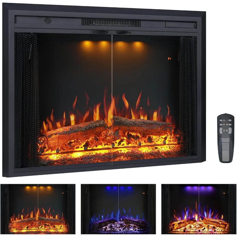 

Электрическая каминная вставка 33 дюйма W с настройками низкой/высокой температуры. Подвижный сетчатый экран и стеклянная дверь. Таймер-нагрев от 1 до 9 часов для 40 лет.