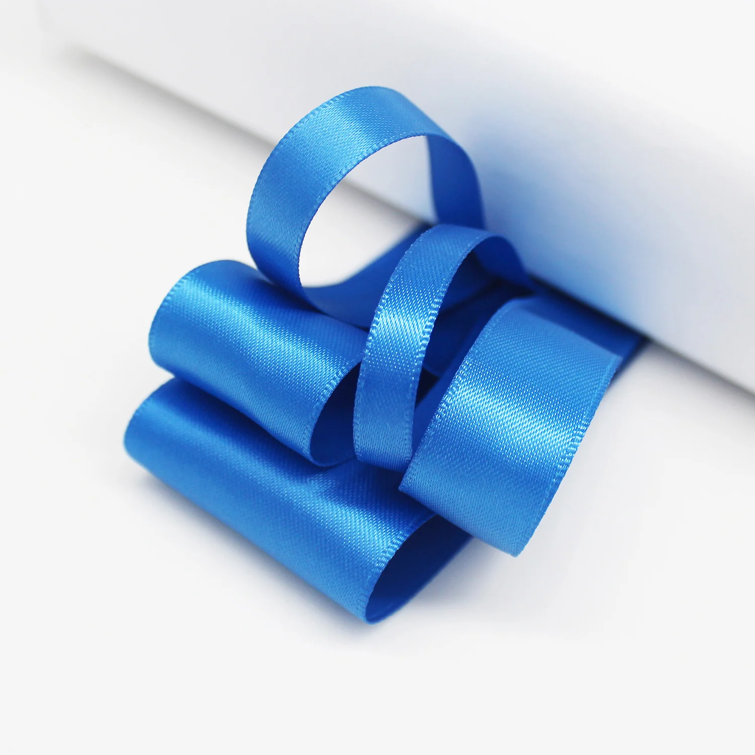 5 Yards/Lot Blue Double Faced Satin Ribbon For DIY Hairbow Wedding Gift Packaging Cloth Accessories