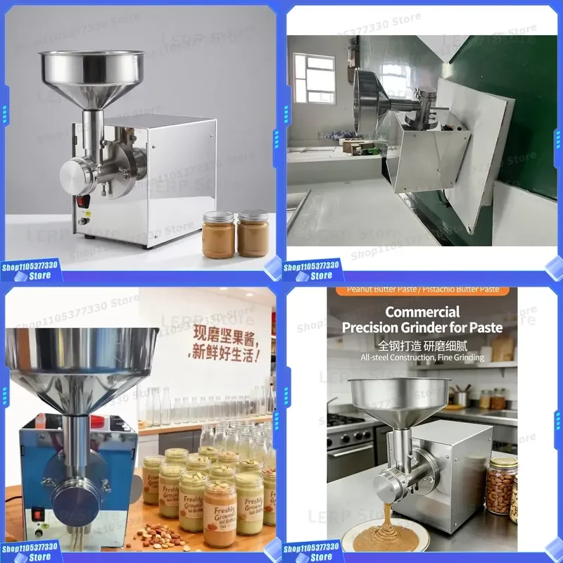 Stainless Steel Automatic Peanut Butter Maker Cocoa Bean Grinder Machine for Home Commercial Use High Efficiency Nut Paste