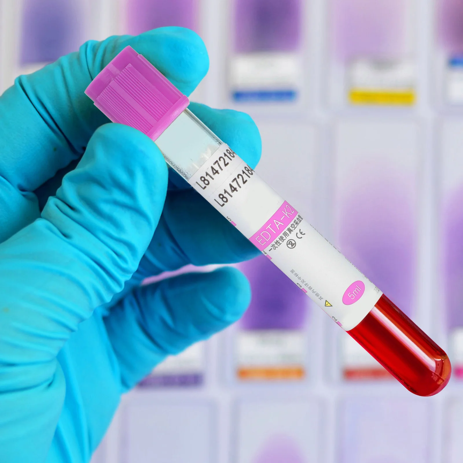 100Pcs Blood Anticoagulant Tubes 5Ml Purple Cap Centrifuge Vials for Safe Sample Collection and Laboratory Testing