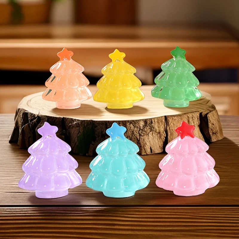 Luminous Christmas Tree Ornament Plants Micro Landscape Figure Glowing Miniature Statue Potted Mini Garden Accessories