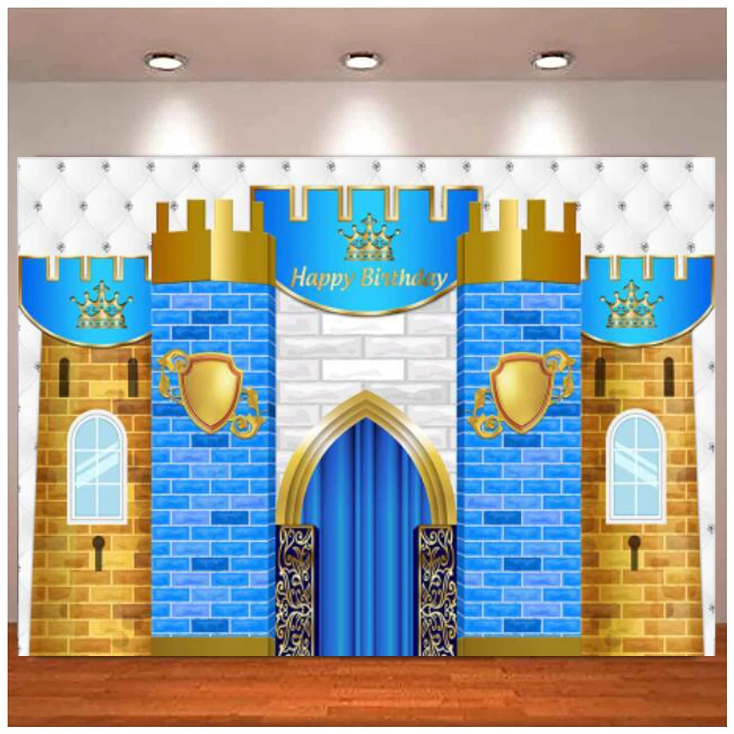 Photography Backdrop Castle Brick Wall Decorations Banner Royal Prince Boy's Happy Birthday Party Background Poster