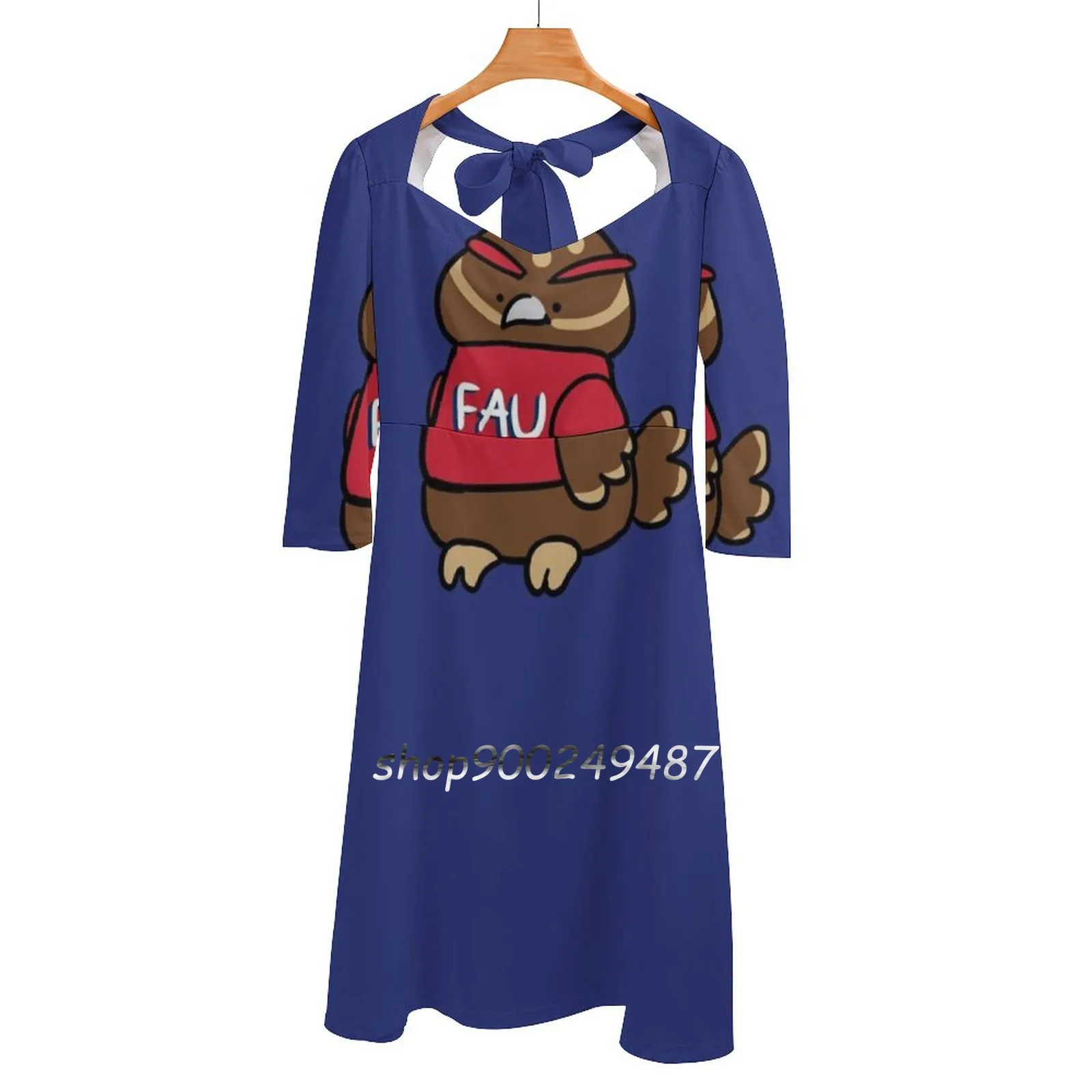 Owlsley The Owl-Florida Atlantic University Square Neck Dress New Plus Size Elegant Women Waist Tight Dress Fau Florida