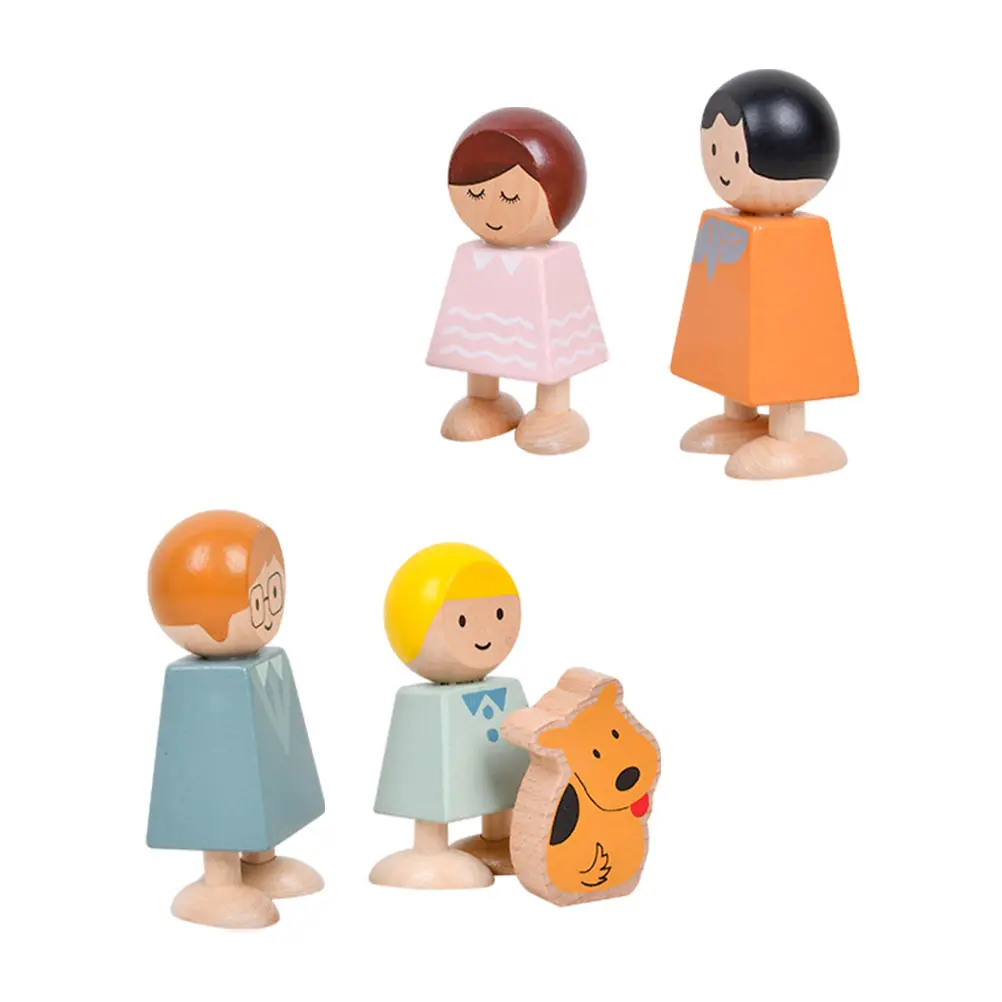 

1 set 1 Set Of Cartoon Building Blocks Kids Educational Playthings Wooden Cognitive Family Relationship Early