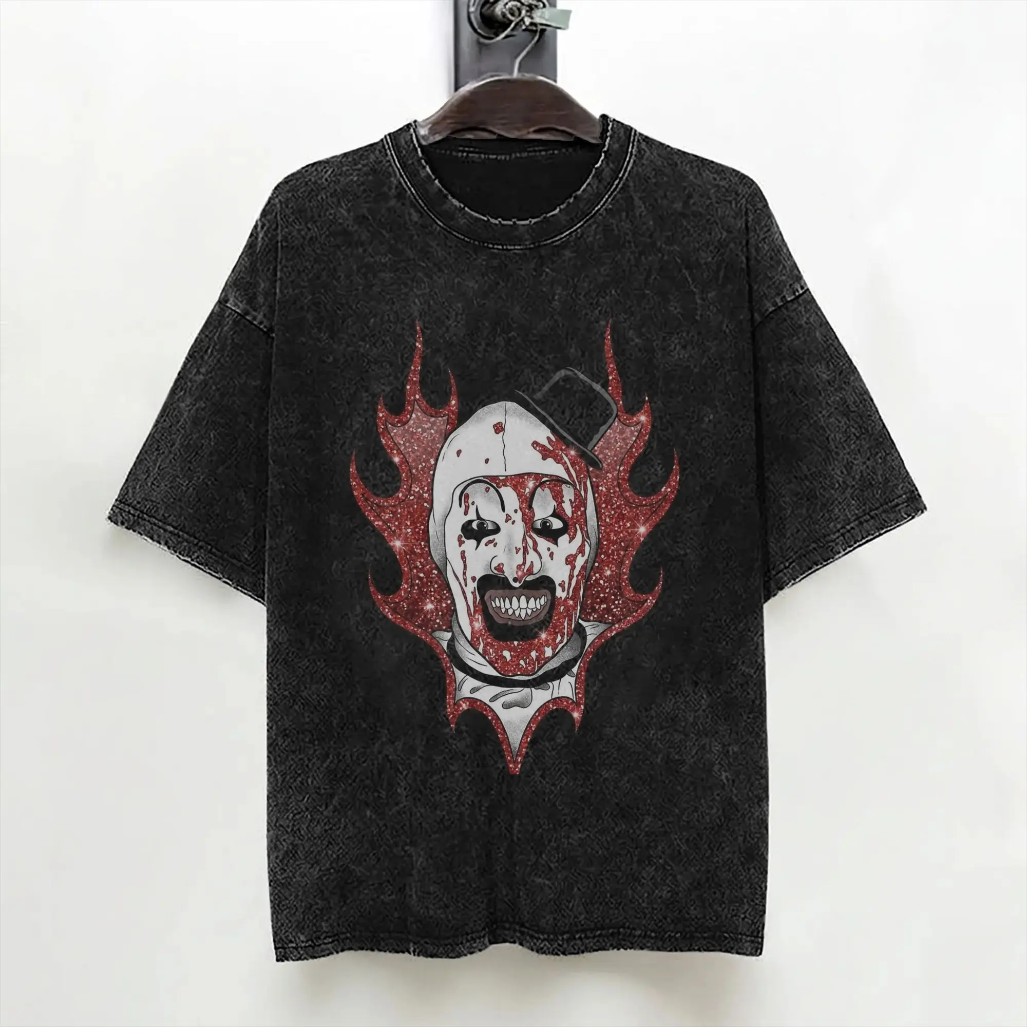 Terrifiers Art The Clown T Shirts Washed 100% Cotton Oversize T-Shirts Halloween Vintage Men Women Streetwear Summer Tops Tees
