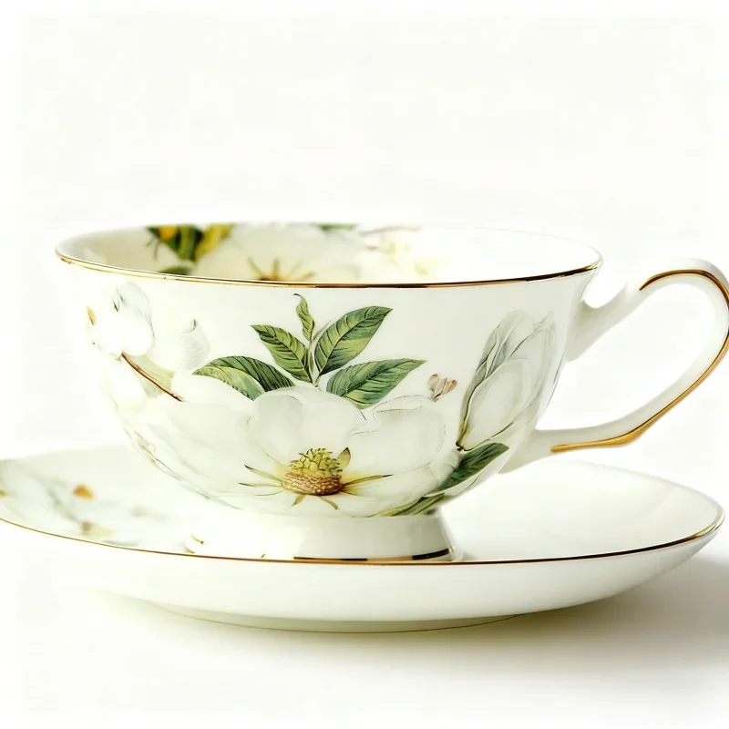 Ceramic Teacup, European Bone China Coffee Cup, Afternoon Tea Set, Creative English Black Tea Cup, Pastoral Style Water Cup