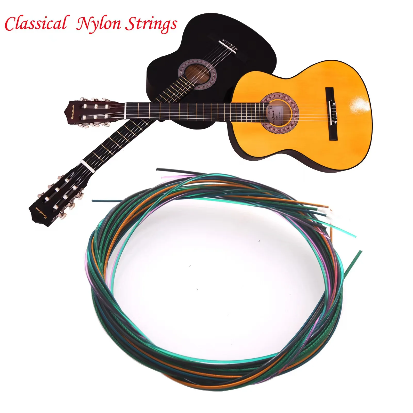 6Pcs/Set Acoustic Guitar Strings E-A Rainbow Colors Acoustic Folk Guitar String Classical Guitar Strings Multiple style
