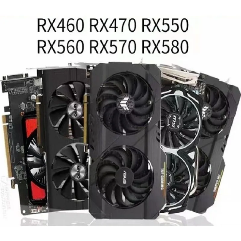 Used RX550 560 570 580 590 RX460 470 2G 4G 8G Gaming PC Graphics Card