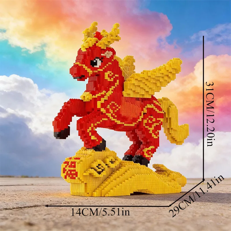 

2954 Pieces of Xiang Yunfei Horse Puzzle Building Blocks for Creative Decoration and Room Arrangement; Suitable as Birthday Gifts