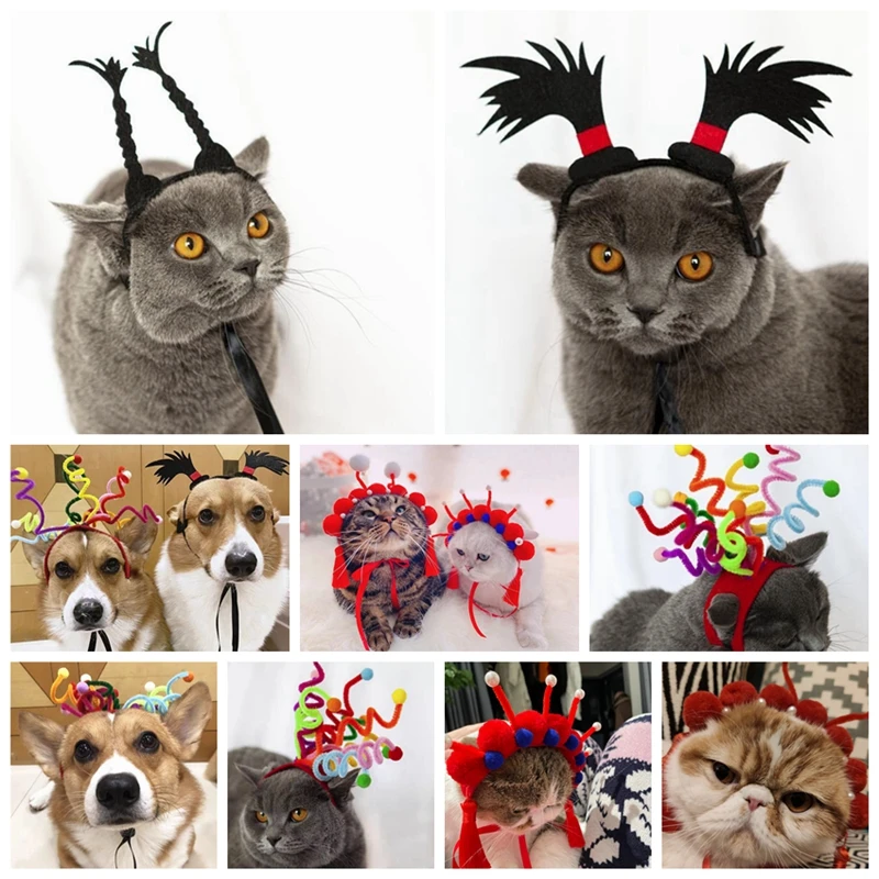 Cosplay Pet Wigs Props Funny Dogs Cats Cross-Dressing Hair Hat Costumes Head Accessories For Halloowen Christmas Pets Supplies